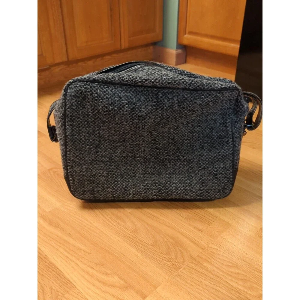 Pierre Cardin Carry On Shoulder Overnight Bag Black Gray Tweed Strap Vintage